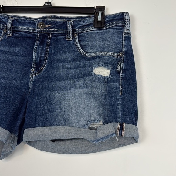 Silver Jean Shorts. The Sam Short. Plus Size 18. Distressed. High Rise. - Picture 3 of 12